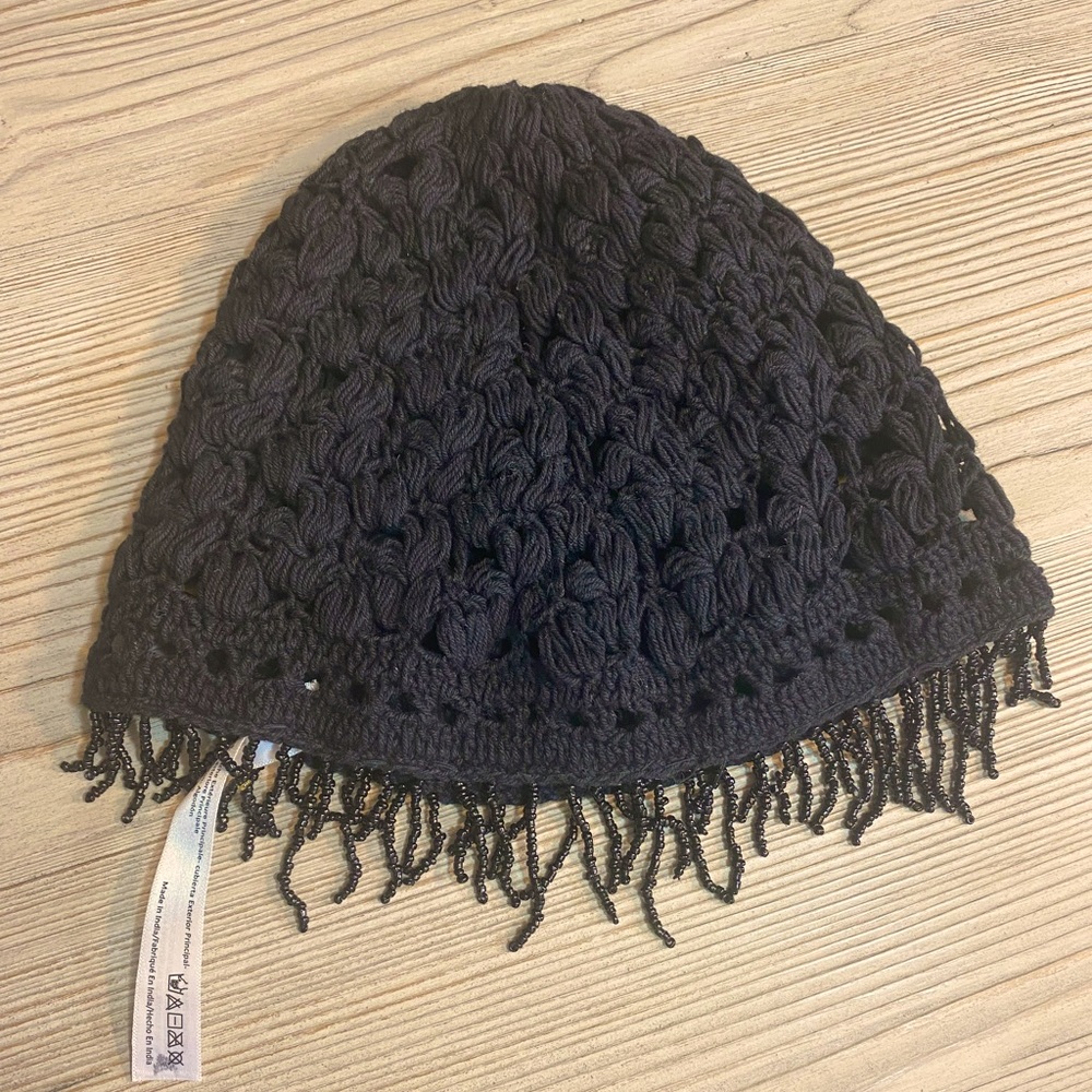 Urban Outfitters Crochet Beanie Bead Frindge